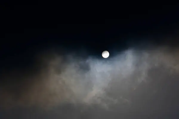 Scenic View Beautiful Moon Shining Cloudy Sky Night — Stock Photo, Image