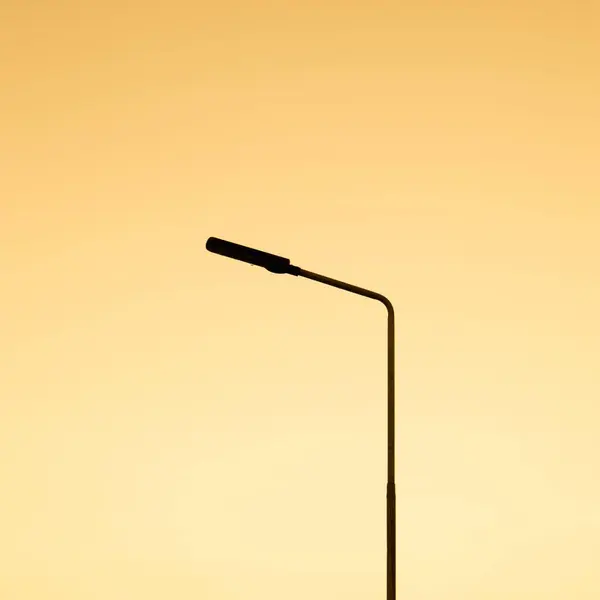 Silhouette Street Lamp Background Golden Sky — Stock Photo, Image