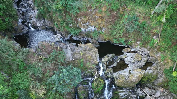 Der Fluss Umgeben Von Felsen Und Grüner Vegetation — Stockfoto