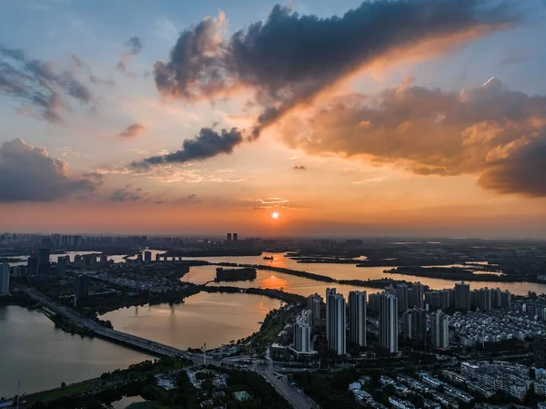Beautiful Sunset Wuhan City — Stock Photo, Image