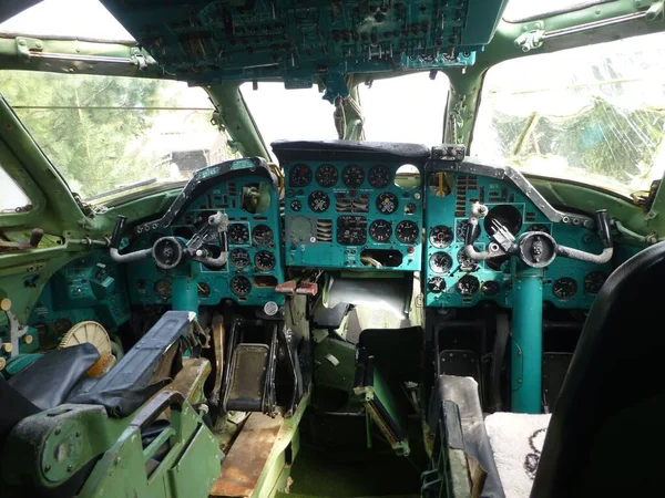 Cockpit Seção Onde Piloto Piloto Gerenciam Aeronave — Fotografia de Stock