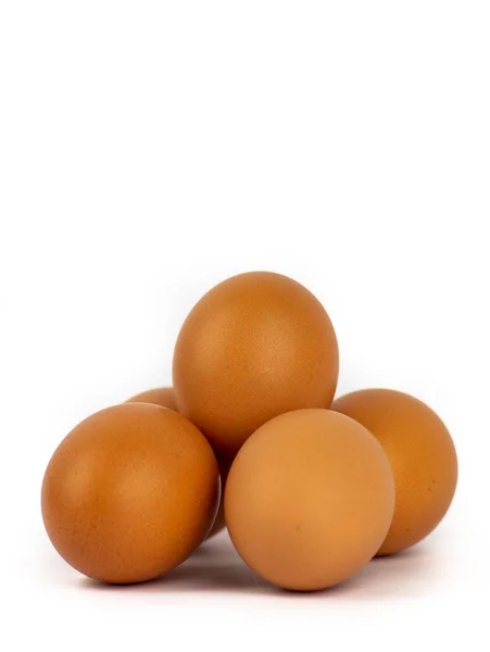 白い背景に隔離された茶色の卵の垂直ショット — ストック写真