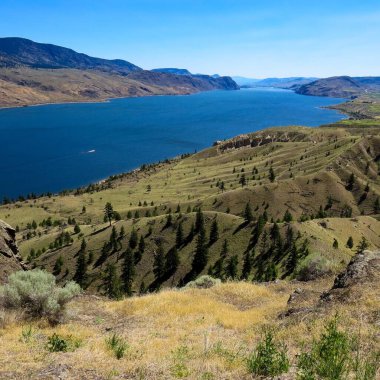 British Columbia 'daki Kamloops Gölü' nün havadan görünüşü