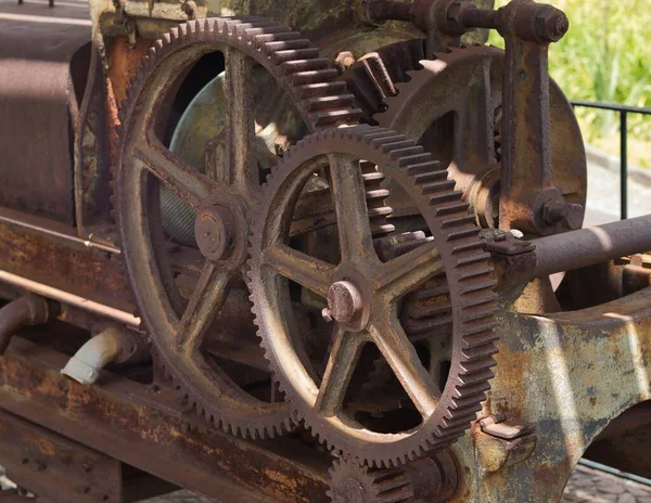 Closeup Old Rustic Large Gears — Stock Photo, Image