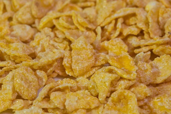 Closeup Sugared Corn Flakes Macro Photo — Stock Photo, Image