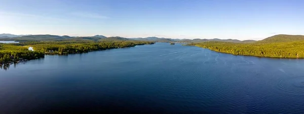 Letecký Panoramatický Výhled Jezero Pleasant Adirondacks New York Července 2022 — Stock fotografie