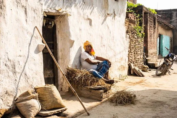 Adult Man Sitting Look Worried Bhabua Bihar India — Stock Photo, Image