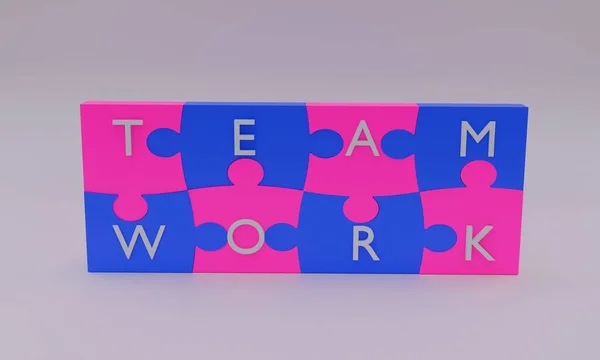 Illustration Puzzle Pieces Written Team Work — Stok Foto