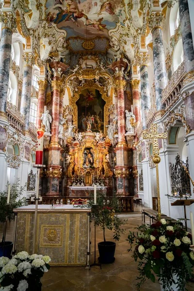 Interior Igreja Peregrinação Wies Steingaden Alemanha — Fotografia de Stock