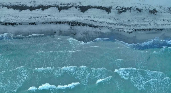 Flygbild Skummande Vågor Det Genomskinliga Havet — Stockfoto