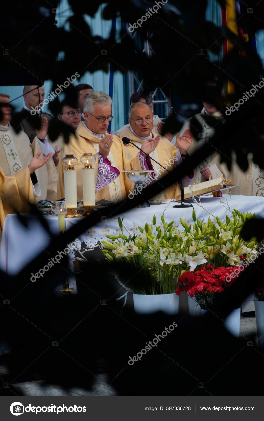 Field Polish Army Mass Occasion Warsaw Uprising 1944 Stock