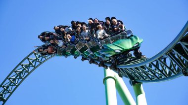 Liseberg lunapark treninde çığlık atan gençler 
