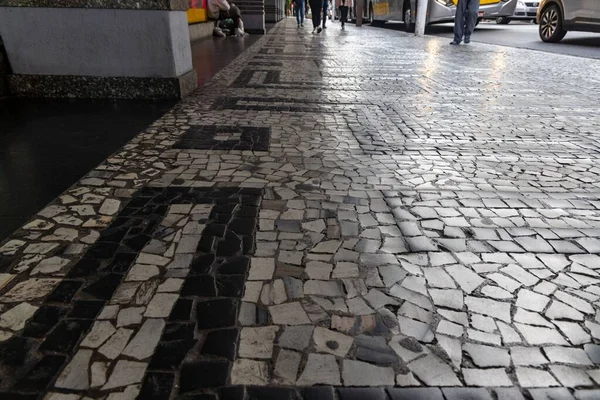 Una Acera Pavimento Portuguesa Avenida Paulista Sao Paulo Brasil —  Fotos de Stock