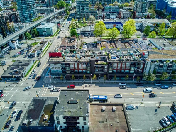 Veduta Aerea Del Paesaggio Urbano Vancouver Circondata Edifici Alberi — Foto Stock