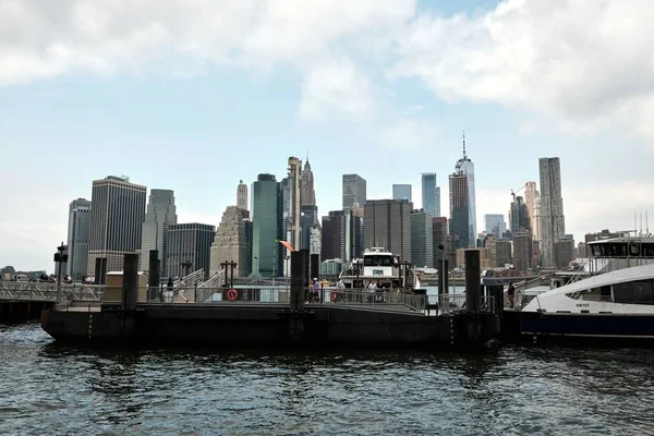 Das Wunderschöne Stadtbild Von New York City Mit Hafen Und — Stockfoto