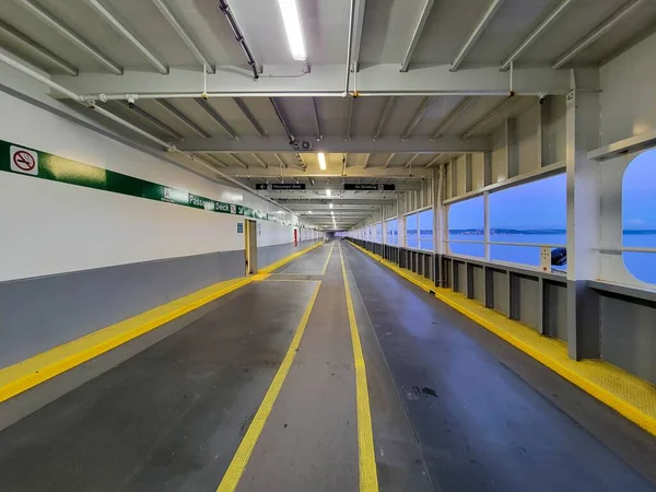 Empty Car Deck Ferry Sea View Left Side — Stock Photo, Image
