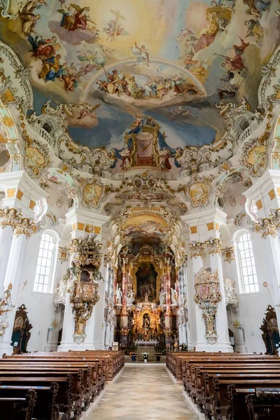 Interior Iglesia Peregrina Wies Steingaden Alemania —  Fotos de Stock