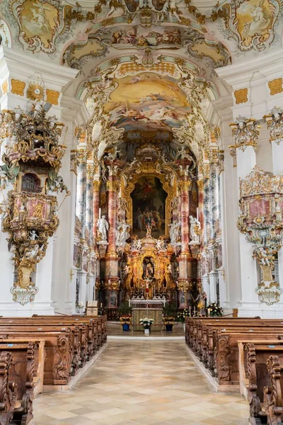 Interior Igreja Peregrinação Wies Steingaden Alemanha — Fotografia de Stock