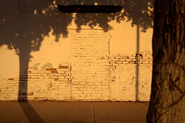 White Brick Wall Streets Mexico Sunset — Stock Photo, Image