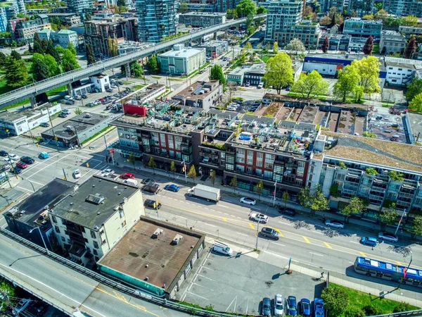 Veduta Aerea Del Paesaggio Urbano Vancouver Circondata Edifici Alberi — Foto Stock