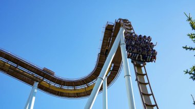 Liseberg lunaparkında hız treninde çığlık atan gençler 