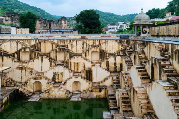 Beau Cliché Puits Étape Chand Baori Abhaneri Avec Réflexion Dans — Photo