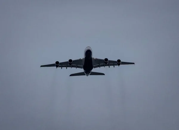 View Airbus A380 Taking Air Boston — Stock Photo, Image