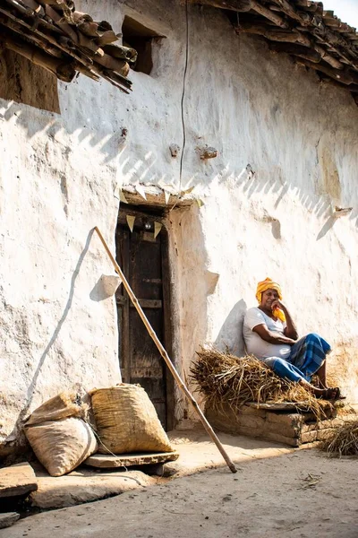 Adult Man Sitting Look Worried Bhabua Bihar India — Stock Photo, Image