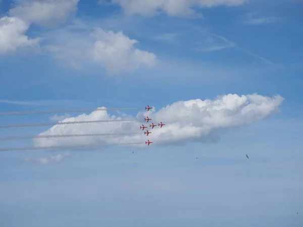 Los Aviones Fuerza Aérea Referencia Cielo Azul Nublado — Foto de Stock