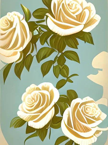 Квітучі Троянди Піднімаються Стіну — стокове фото