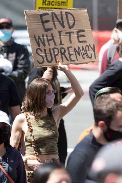 Les Manifestants Rassemblent Hôtel Ville Los Angeles Lors Journée Nationale — Photo