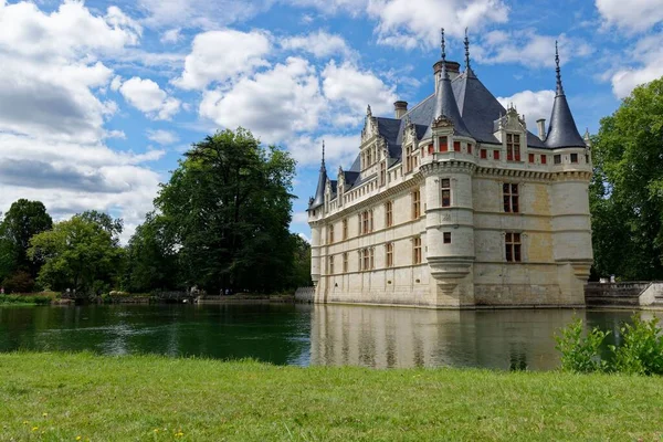 Festői Kilátás Nyílik Chateau Azay Rideau Város Azay Rideau Franciaország — Stock Fotó