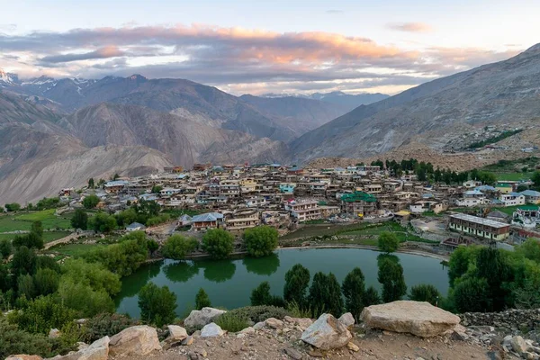 Uma Vista Aérea Aldeia Nako Spiti Valley Índia — Fotografia de Stock