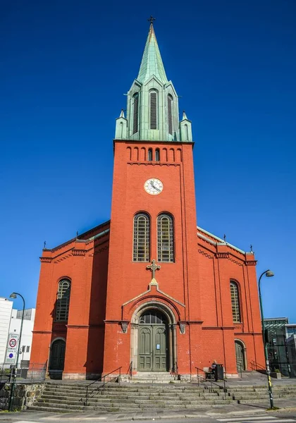 Disparo Vertical Iglesia San Petri Stavanger Noruega — Foto de Stock