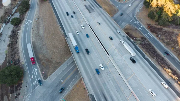 Veduta Aerea Dell Autostrada Interstate Con Molte Auto Santa Clarita — Foto Stock