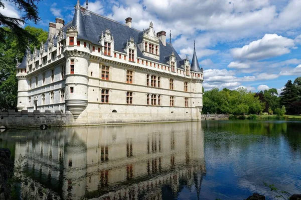 Una Vista Panorámica Del Castillo Azay Rideau Ciudad Azay Rideau —  Fotos de Stock