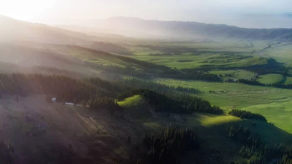 Dağların Üzerinde Büyüleyici Bir Altın Gün Batımı Manzarası — Stok fotoğraf
