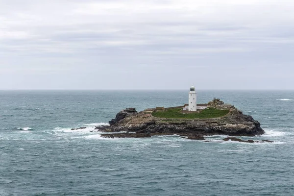 Een Schilderachtig Uitzicht Godrevy Vuurtoren Klein Eilandje Cornwall — Stockfoto