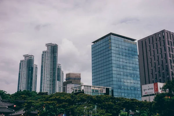 Paisaje Los Apartamentos Coreanos Centro Seúl Corea Del Sur — Foto de Stock