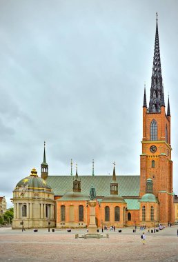 The landmark Riddarholm Church, Riddarholmskyrkan, during day in summer, Stockholm, Sweden, Europe