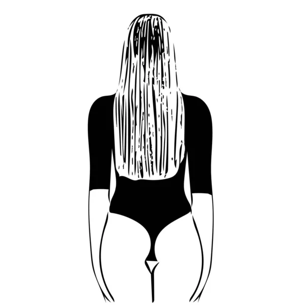 Ritning Smal Kvinnlig Figur Perfekt Kropp Passform Kvinnor Minimalistisk Teckning — Stockfoto