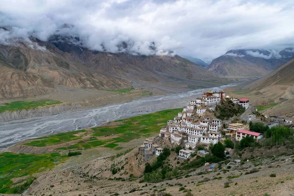 Hindistan Spiti Vadisi Ndeki Bir Tepenin Üzerindeki Ünlü Kee Manastırı — Stok fotoğraf