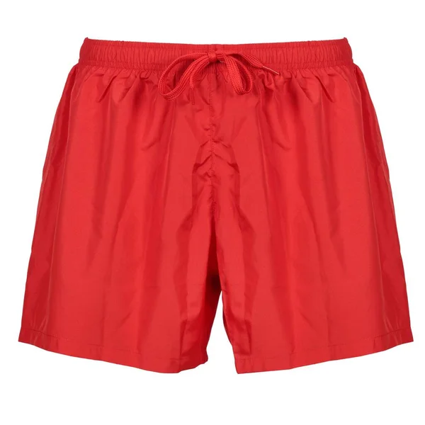 Pantalones Cortos Rojos Para Nadar Aislados Blanco Frente —  Fotos de Stock