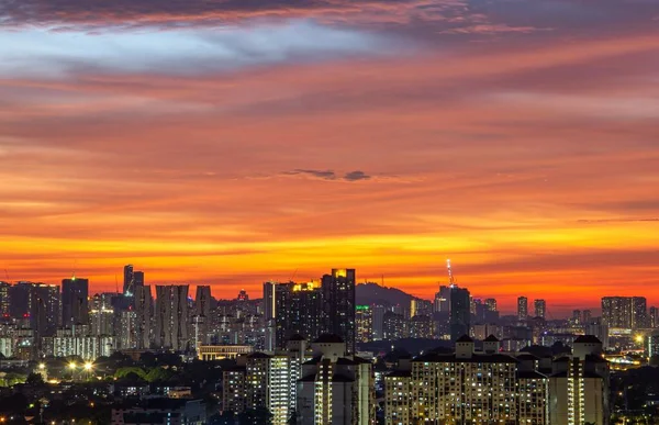 Belo Pôr Sol Sobre Arranha Céus Kuala Lumpur Malásia — Fotografia de Stock