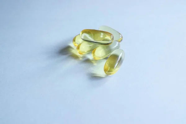 Fish Oil Omega Pharmaceutical Supplement Soft Gel Tablet Form — Stock Photo, Image