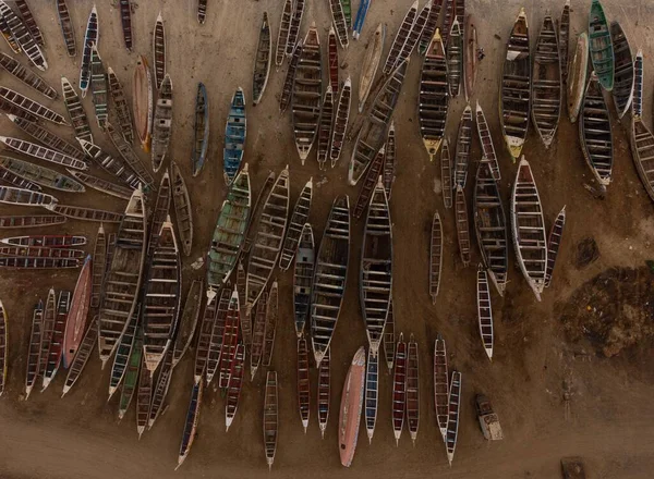 Zenit Bild Über Vielen Fischerbooten Die Strand Anlegten Wird Nouakchott — Stockfoto