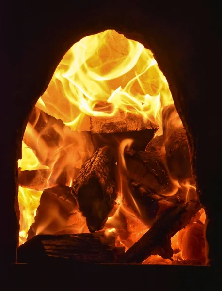 Closeup Shot Bright Fire Woods Burning — Stock Photo, Image