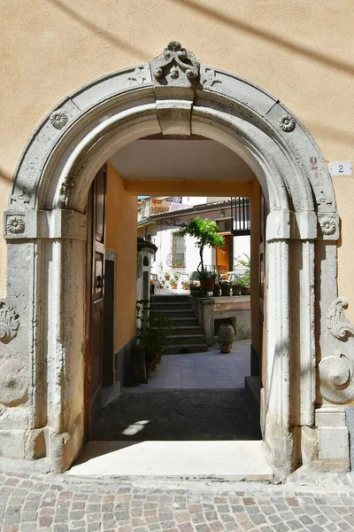 Starověké Vstupní Dveře Nádvoří Starého Domu Greci Vesnice Provincii Avellino — Stock fotografie