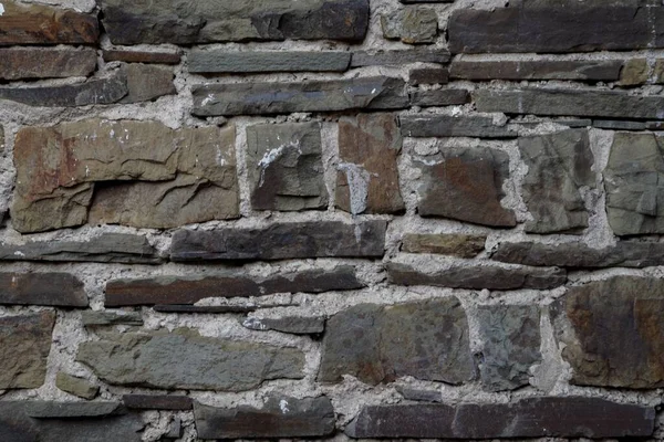 Stone Wall Texture Made Rough Cut Stone Large Groves — Stock Photo, Image