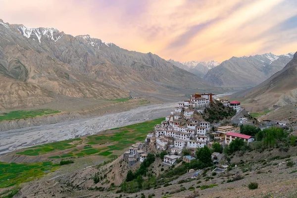 Famous Kee Monastery Located Top Hill Spiti Valley India River — Stock Photo, Image